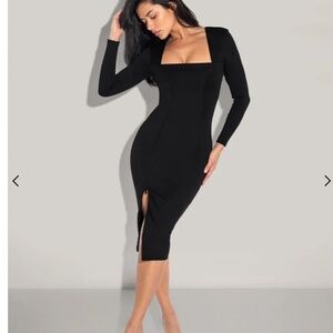 TA3 Squarey Long Sleeve Dress Black Size L